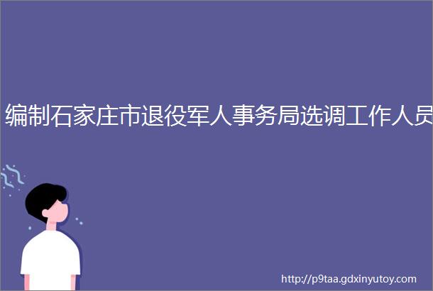 编制石家庄市退役军人事务局选调工作人员